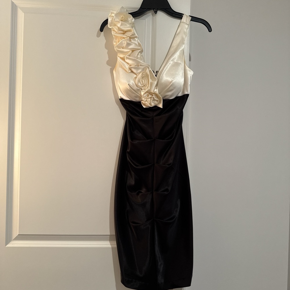 Elegant Cream and Black Women's Dress